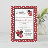 5x7 Red Crimson Lady Bug Baby shower Uitnodiging (Staand voorkant)