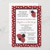 5x7 Red Crimson Lady Bug Baby shower Uitnodiging (Voorkant / Achterkant)