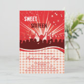 5x7 Red Dance Party 16e verjaardag uitnodiging (Staand voorkant)