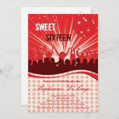 5x7 Red Dance Party 16e verjaardag uitnodiging (Voorkant / Achterkant)