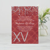 5x7 Red Diamond Quinceanera Birthday Uitnodiging (Staand voorkant)