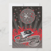 5x7 Red DJ Spin Platenspeler 16 Birthday Invitatio Kaart (Achterkant)