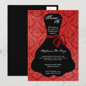 5x7 Red Dress Sweet 16 Birthday Invitation Kaart (Voorkant / Achterkant)