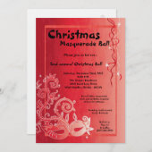 5x7 Red Masquerade met Kerstmis XMAS Ball Invitati Kaart (Voorkant / Achterkant)