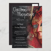 5x7 Red Masquerade met Kerstmis XMAS-uitnodiging Kaart (Voorkant / Achterkant)