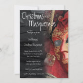 5x7 Red Masquerade met Kerstmis XMAS-uitnodiging Kaart (Voorkant)