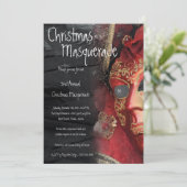 5x7 Red Masquerade met Kerstmis XMAS-uitnodiging Kaart (Staand voorkant)