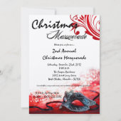 5x7 Red Masquerade met Kerstmis XMAS-uitnodiging Kaart (Voorkant)
