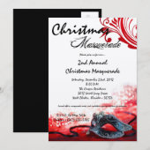5x7 Red Masquerade met Kerstmis XMAS-uitnodiging Kaart (Voorkant / Achterkant)