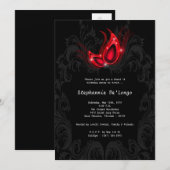 5x7 Red Masquerade Sweet 16 Birthday Invitation Kaart (Voorkant / Achterkant)