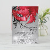 5x7 Red Masquerade Sweet 16 Birthday Invitation Kaart (Staand voorkant)