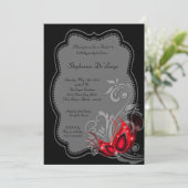 5x7 Red Masquerade Sweet 16 Birthday Invitation Kaart (Staand voorkant)