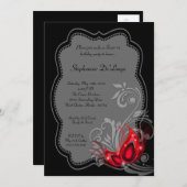 5x7 Red Masquerade Sweet 16 Birthday Invitation Kaart (Voorkant / Achterkant)
