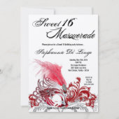 5x7 Red Masquerade Sweet 16 Birthday Invitation Kaart (Voorkant)