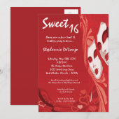 5x7 Red Masquerade Sweet 16 Birthday Invitation Kaart (Voorkant / Achterkant)