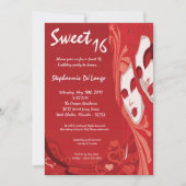 5x7 Red Masquerade Sweet 16 Birthday Invitation Kaart (Voorkant)