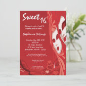 5x7 Red Masquerade Sweet 16 Birthday Invitation Kaart (Staand voorkant)