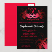 5x7 Red Masquerade Sweet 16 Birthday Invitation Kaart (Voorkant / Achterkant)