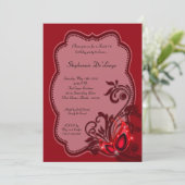 5x7 Red Masquerade Sweet 16 Birthday Invitation Kaart (Staand voorkant)