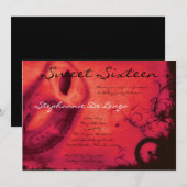 5x7 Red Masquerade Sweet 16 Birthday Invitation Kaart (Voorkant / Achterkant)