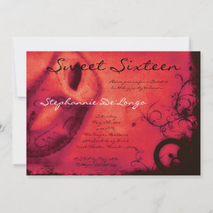 5x7 Red Masquerade Sweet 16 Birthday Invitation Kaart