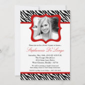 5x7 Red Zebra PHOTO Sweet 16 Birthday Invitation Kaart (Voorkant)
