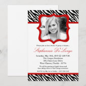 5x7 Red Zebra PHOTO Sweet 16 Birthday Invitation Kaart (Voorkant / Achterkant)