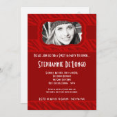 5x7 Red Zebra PHOTO Sweet 16 Birthday Invitation Kaart (Voorkant / Achterkant)
