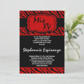 5x7 Red Zebra Print Quinceanera 15 Uitnodiging (Staand voorkant)