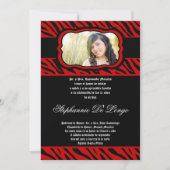 5x7 Red Zebra Print Quinceanera Uitnodiging (Voorkant)