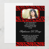 5x7 Red Zebra Print Quinceanera Uitnodiging (Voorkant / Achterkant)