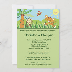 5x7 regenwoud Oerwoud Baby shower Uitnodiging