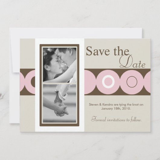 5x7 Retro Circle Foto Bewaar de datum aankondiging (Voorkant)