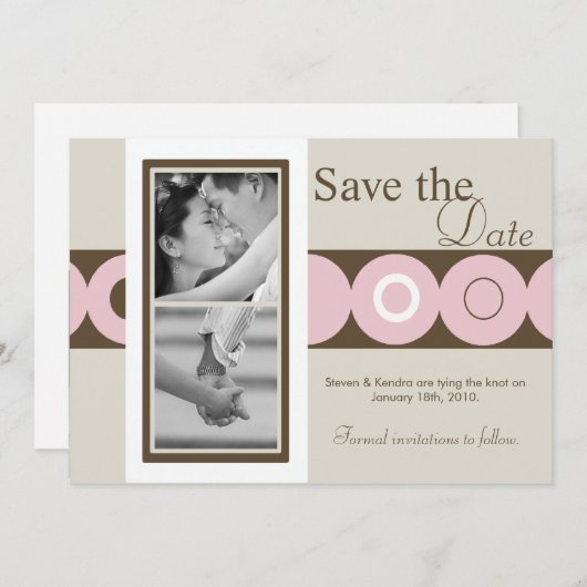 5x7 Retro Circle Foto Bewaar de datum aankondiging (Voorkant / Achterkant)