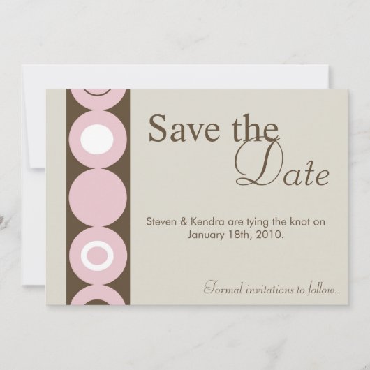5x7 Retro Circle Pink Save the Date Aankondiging (Voorkant)