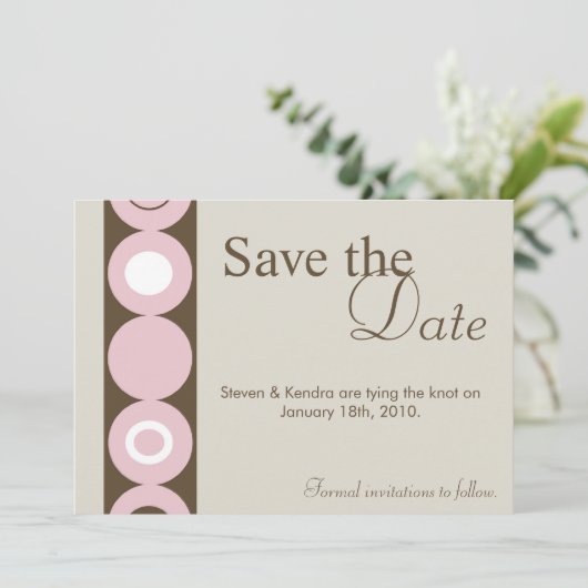 5x7 Retro Circle Pink Save the Date Aankondiging (Staand voorkant)