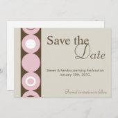 5x7 Retro Circle Pink Save the Date Aankondiging (Voorkant / Achterkant)