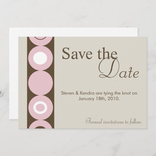 5x7 Retro Circle Pink Save the Date Aankondiging (Voorkant / Achterkant)