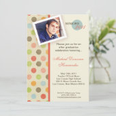 5x7 Retro Polka Dot Photo Afstuderen Aankondiging (Staand voorkant)
