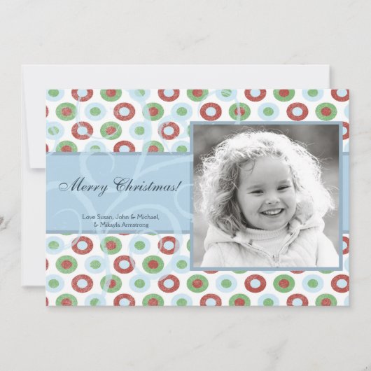 5x7 Retro Swirl Polka dot FOTO Kerst Kaart (Voorkant)
