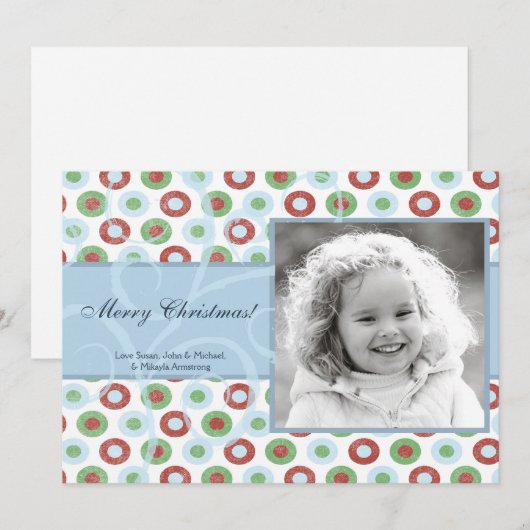 5x7 Retro Swirl Polka dot FOTO Kerst Kaart (Voorkant / Achterkant)