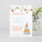 5x7 Retro XMAS Tree kerstfeest uitnodiging (Staand voorkant)