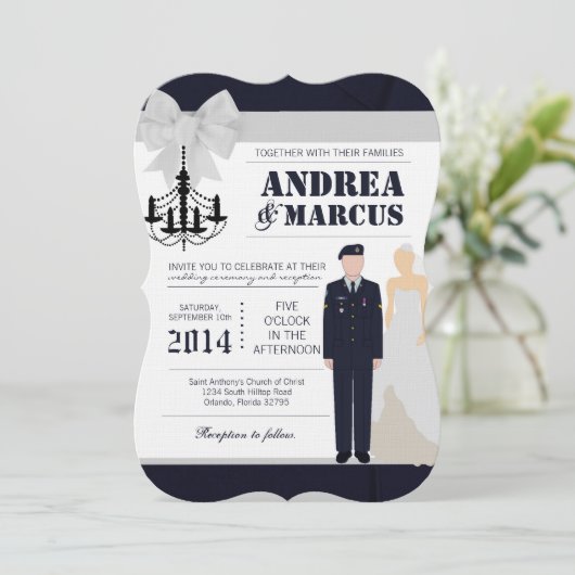 5x7 RMY Blues Bride Uniform Wedding Invitation Kaart (Staand voorkant)