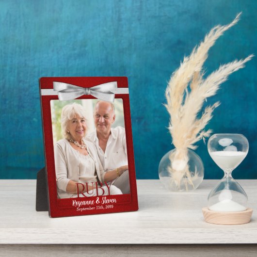 5x7 Robijn 40-jarig huwelijksjubileum Foto Fotoplaat (Zijkant)