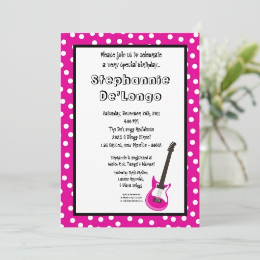 5x7 Rockstar uitnodiging (Staand voorkant)