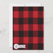 5x7 Rode Buffalo Plaid Beer Zwart Huwelijksuitnodi Kaart (Achterkant)