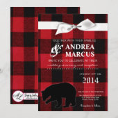 5x7 Rode Buffalo Plaid Beer Zwart Huwelijksuitnodi Kaart (Voorkant / Achterkant)