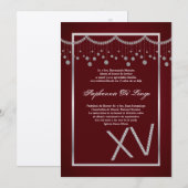 5x7 Rode Diamant Quinceanera Verjaardag Uitnodigin Kaart (Voorkant / Achterkant)