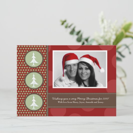 5x7 rode kerstbomen FOTO-kerstkaart Feestdagenkaart (Staand voorkant)
