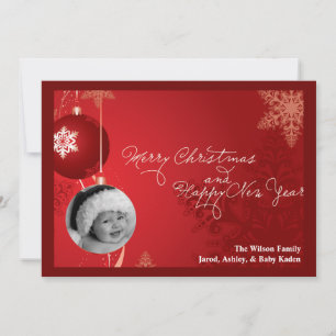 5x7 Rode Ornament Sneeuwvlok FOTO KERST Kaart